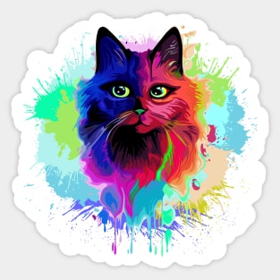 Cat Trippy Psychedelic Pop Art Sticker